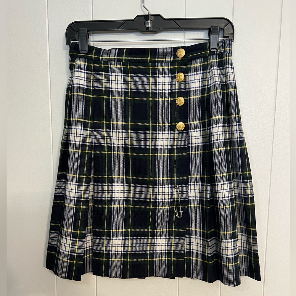 Vintage Valerie Stevens petites pure wool plaid skirt Size 8